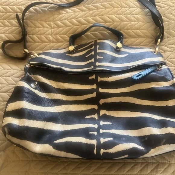 Furla Black and White Shoulder Bag with Zebra Print - Picture 1 of 14